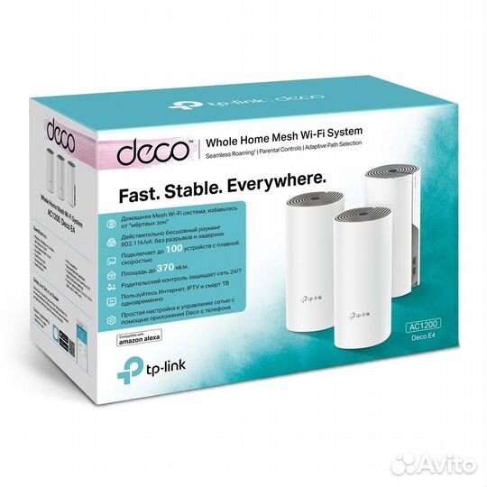 Домашняя Mesh Wi-Fi система TP-Link Deco E4 (3 шт)