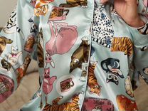 Новая классная женская шелковая пижама с котами