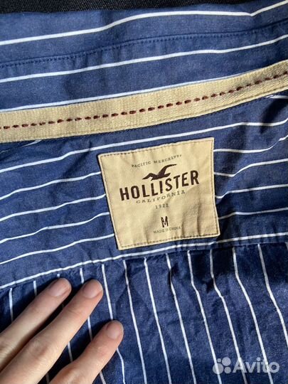 Рубашка hollister M синяя мужская