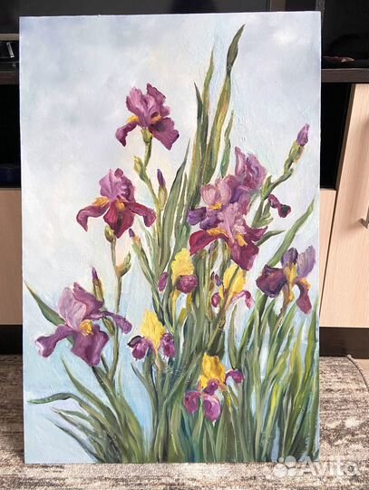 Картина маслом «Ирисы» 60х40