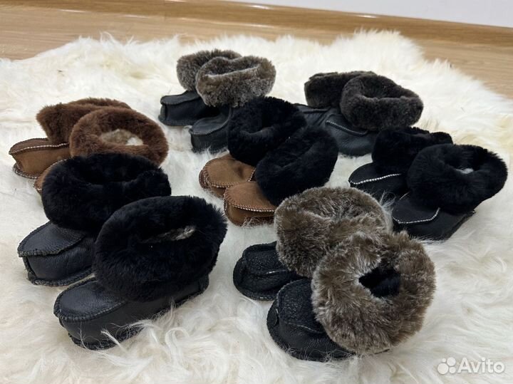 Чуни детские, овчина, резиновая подошва