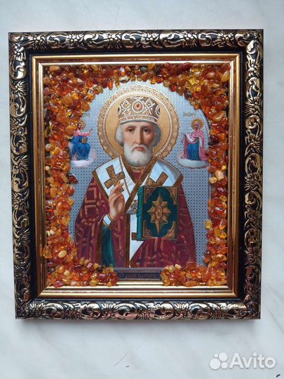Иконы в янтарной крошке