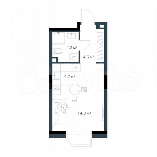 Квартира-студия, 27,8 м², 6/16 эт.