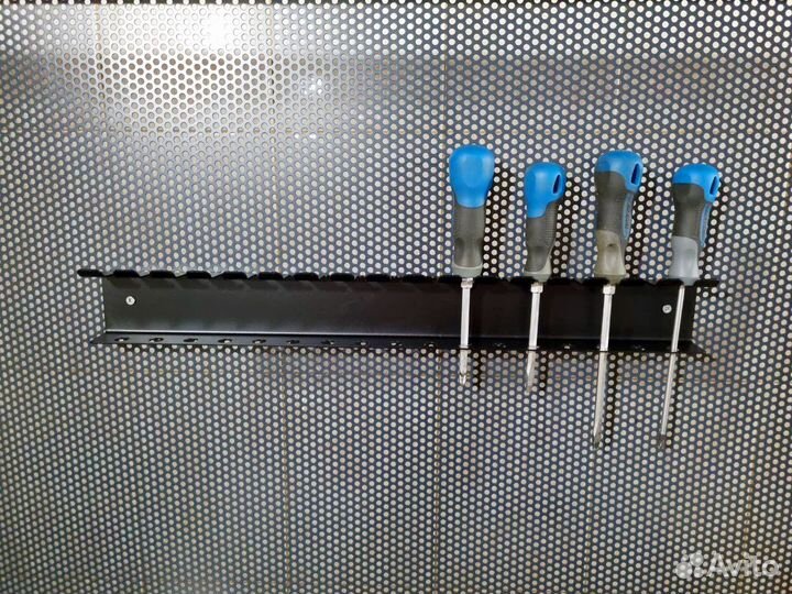 Держатель для отверток 590 мм двойной металлический настенный черный лофт навесной для гаража, масте