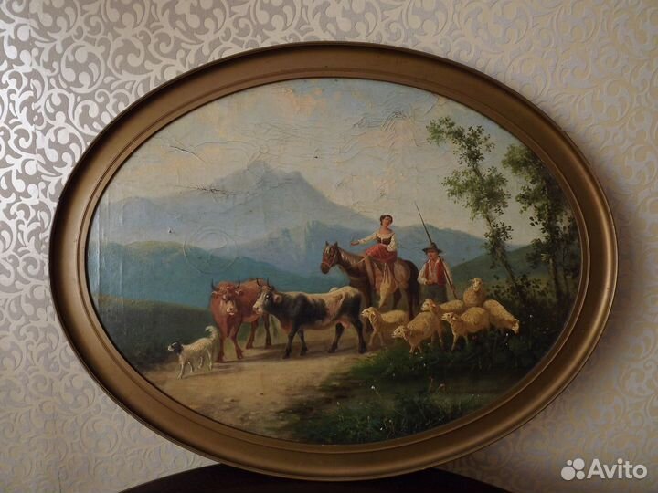 Картина антикварная. Масло. Холст