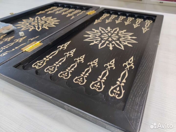 Нарды черные из массива ясеня