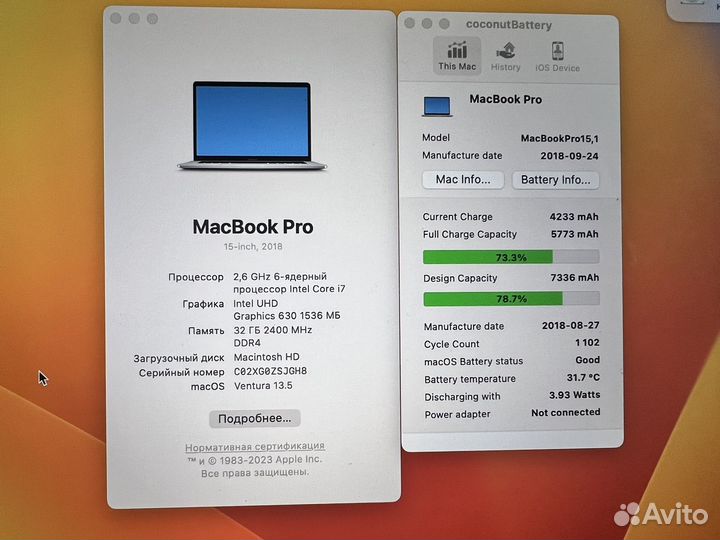 Кастомный Apple MacBook Pro 6 ядер i7 32 GB 512 GB