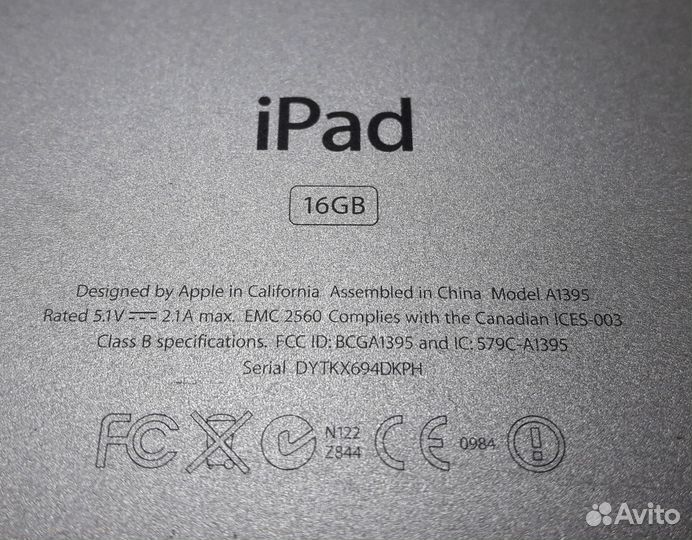 Планшет apple iPad A1395 16 Gb