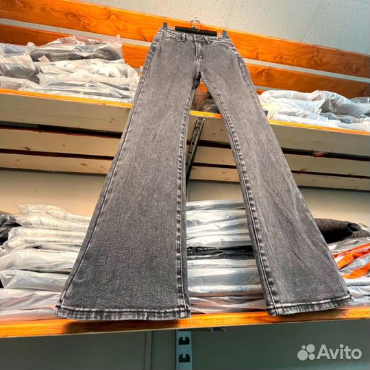 Джинсы клеш Rick Owens Grey Distortion Flare