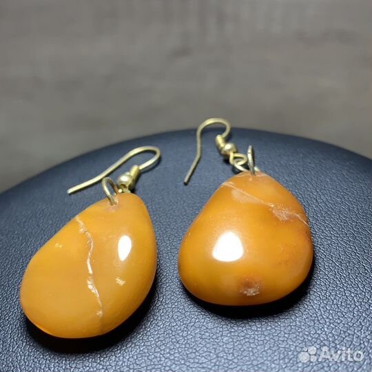 Винтажные Янтарные Серьги Янтарь Ретро