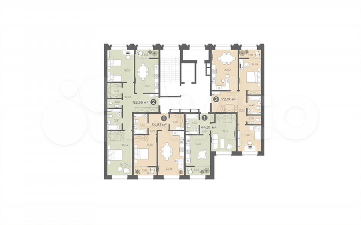 2-к. квартира, 85,4 м², 2/7 эт.