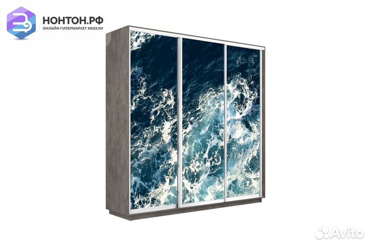 Шкаф-купе 3-х дверный Нонтон фото №1015 / бетон