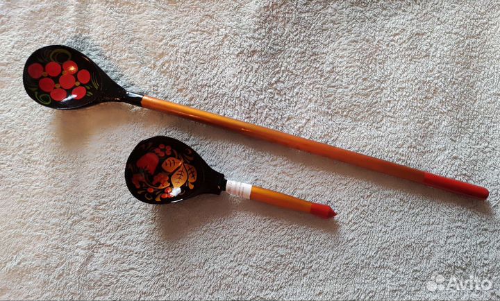 Ложки сувенирные Хохлома, набор 2 шт., деревянные