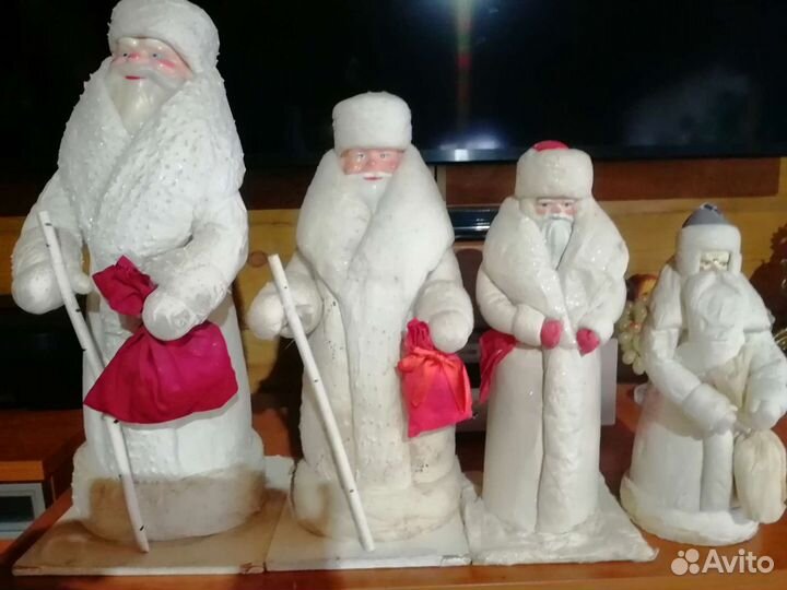 Советские игрушки Дед Мороз, ватные