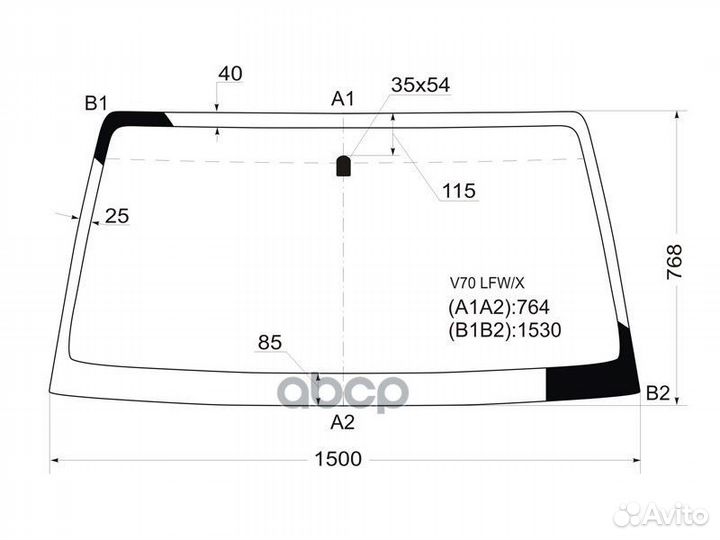Стекло лобовое mitsubishi pajero 3/5D 99- V70 L