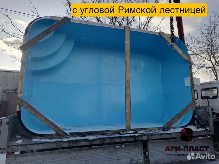 Пластиковый бассейн для дачи размером 3х5х1.5м