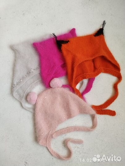 Шапочка детская из ангоры kitty cap