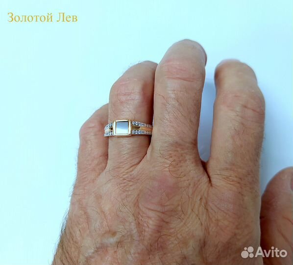 Печатка серебро с позолотой и вставками