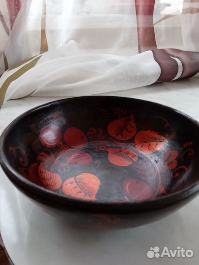 Мисочка из дерева с росписью D 14 см, h 5 см