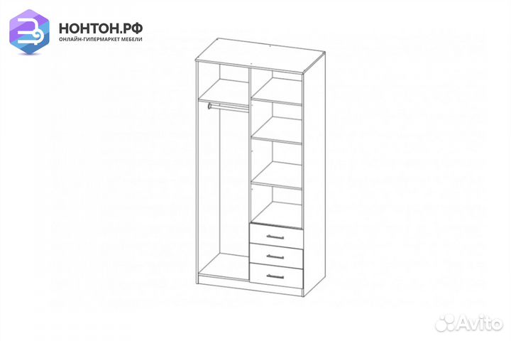 Шкаф 2-дверный с зеркалом Фриз дуб сонома