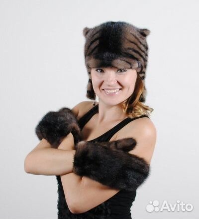 Новая стильная норковая Шапка-Кошка