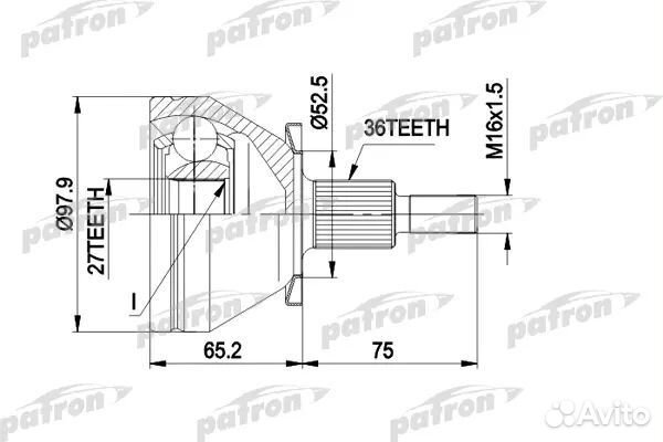 Patron PCV1428 ШРУС наружн к-кт 36x53x27 audi A3 9