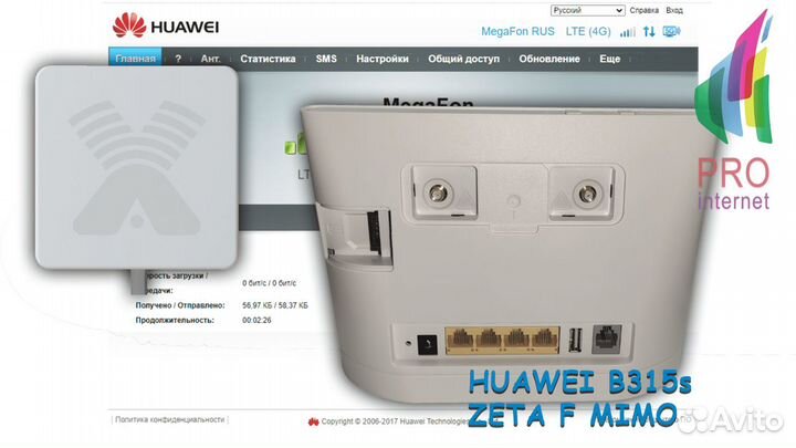 Роутер huawei B315s-22+zeta F mimo