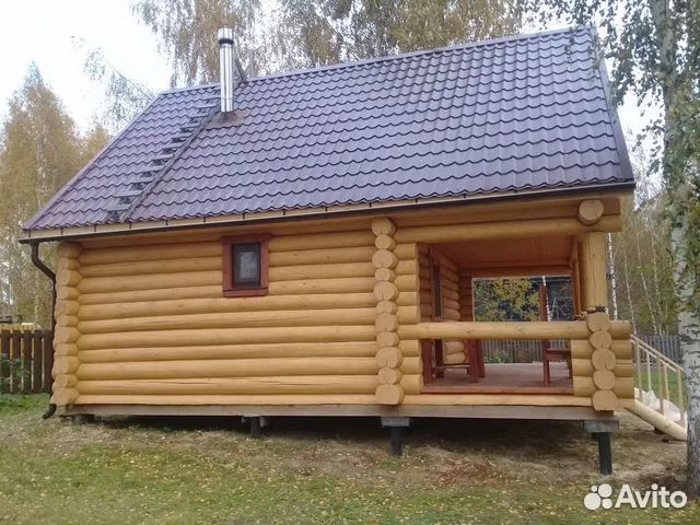 Сруб бани 4х5 с террасой