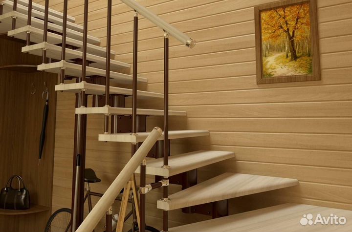 Лестница на металлокаркасе. Косоур под ключ