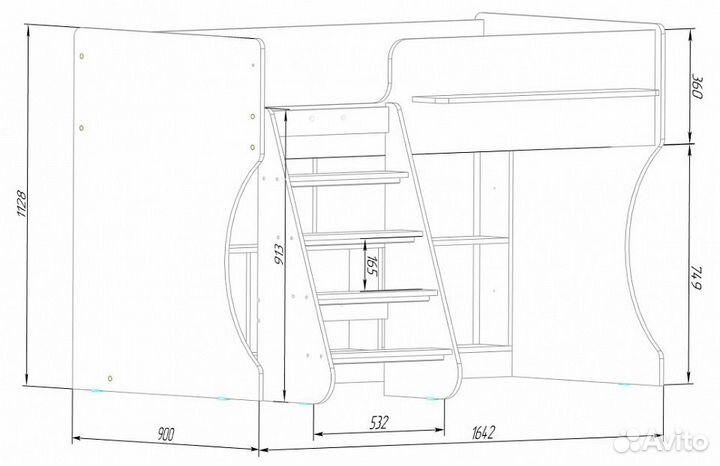 Кровать-чердак для детей Р436