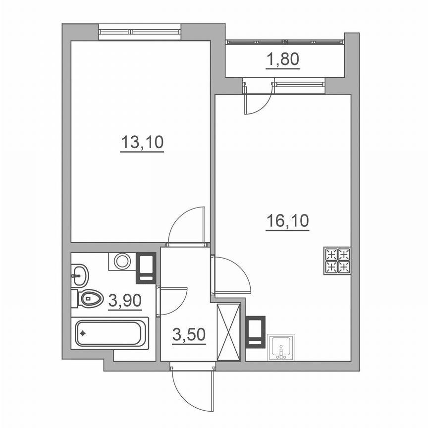 2-к. квартира, 38,4 м², 6/6 эт.