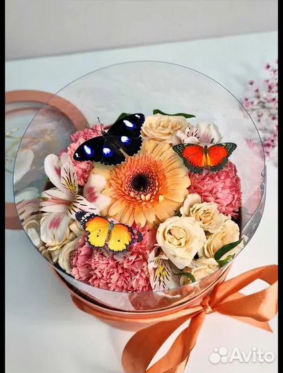 Живые бабочки с цветами или фермы бабочек