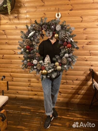 Новогодний венок ручной работы