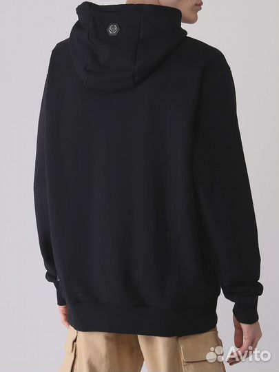 Худи хлопковое с принтом Philipp Plein