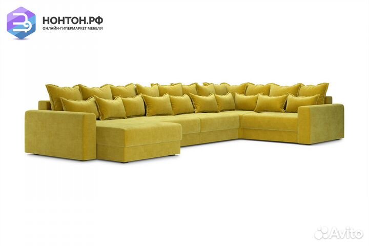 Диван п-образный тик-так Омега горчичный