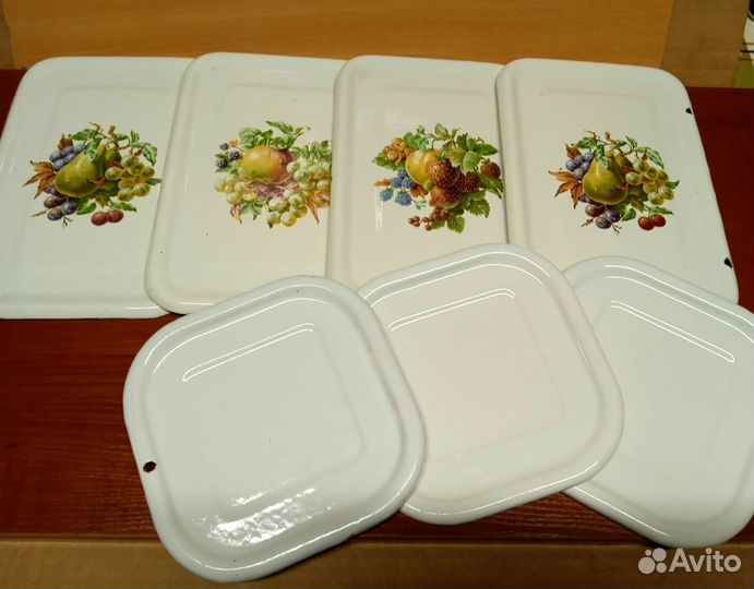 Крышки эмалированные от лоточков для холодца СССР
