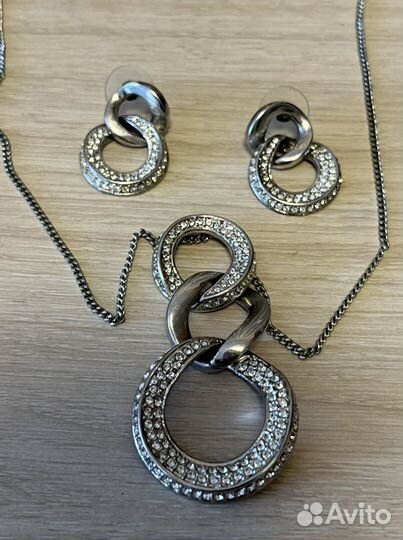 Украшение комплект цепочка с подвеской и серьги
