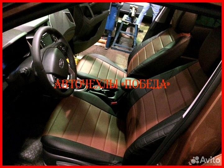 Чехлы Hyundai Creta из экокожи чёрно-коричневые