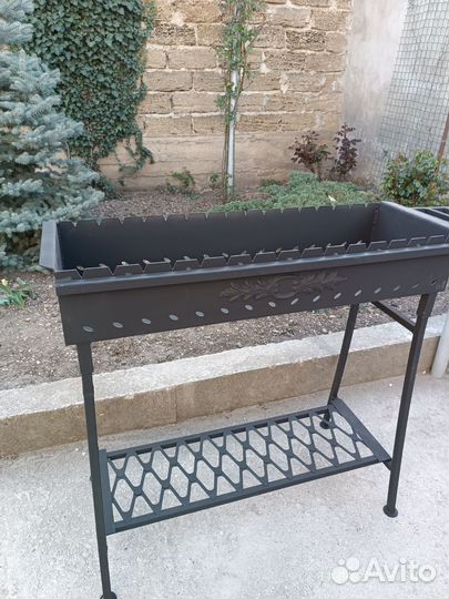 Мангал 3мм с полкой высокий,усиленная жаровня