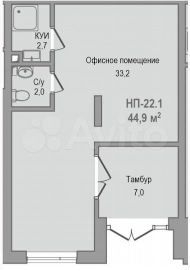 Свободного назначения, 45 м²