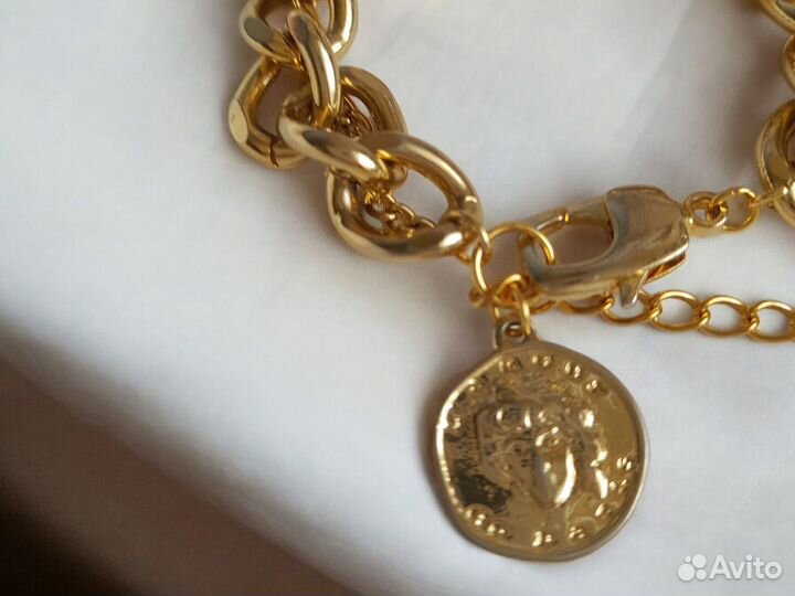 Браслет цепь Lisa Smith золотистый с монетой