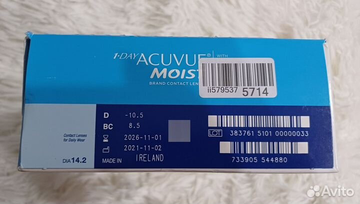 Линзы контактные Acuvue 1 day Moist - 10,5, -9,5