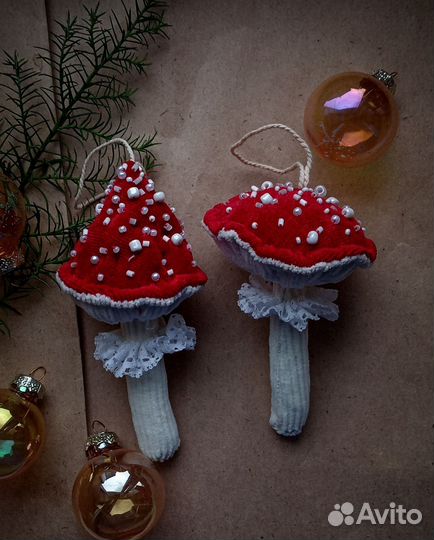 Наборы ёлочные игрушки грибы мухоморы