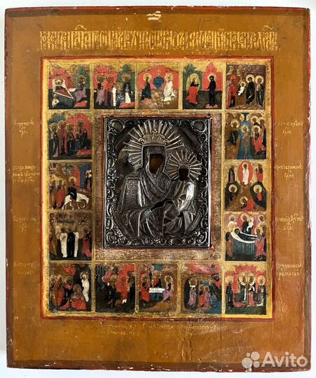 Старинная икона Споручница грешных серебро 19 век