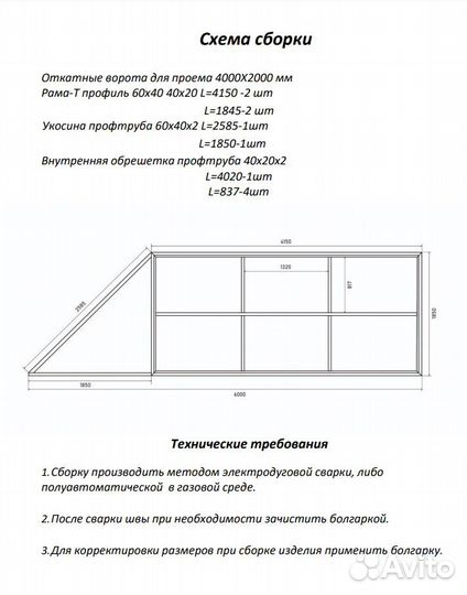 Откатные ворота Zn Оцинкованные