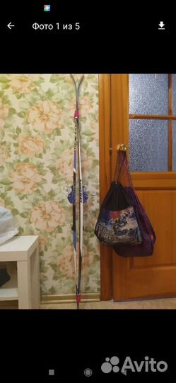 Лыжи, ботинки р.32, палки