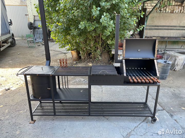 Мангал барбекю гриль с печкой под казан