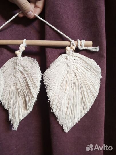 Макраме панно листья