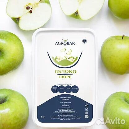 Замороженное пюре Яблоко 1кг Агробар