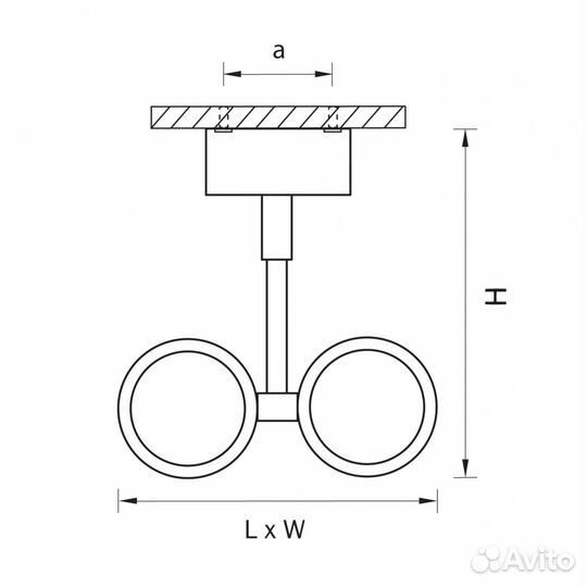 Светильник потолочный металлический 2 лампы